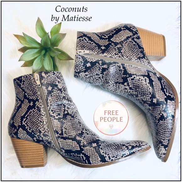 faux snakeskin booties